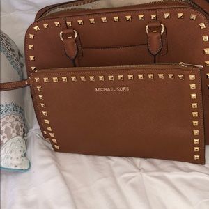 EUC Michael Kors brown studded wristlet